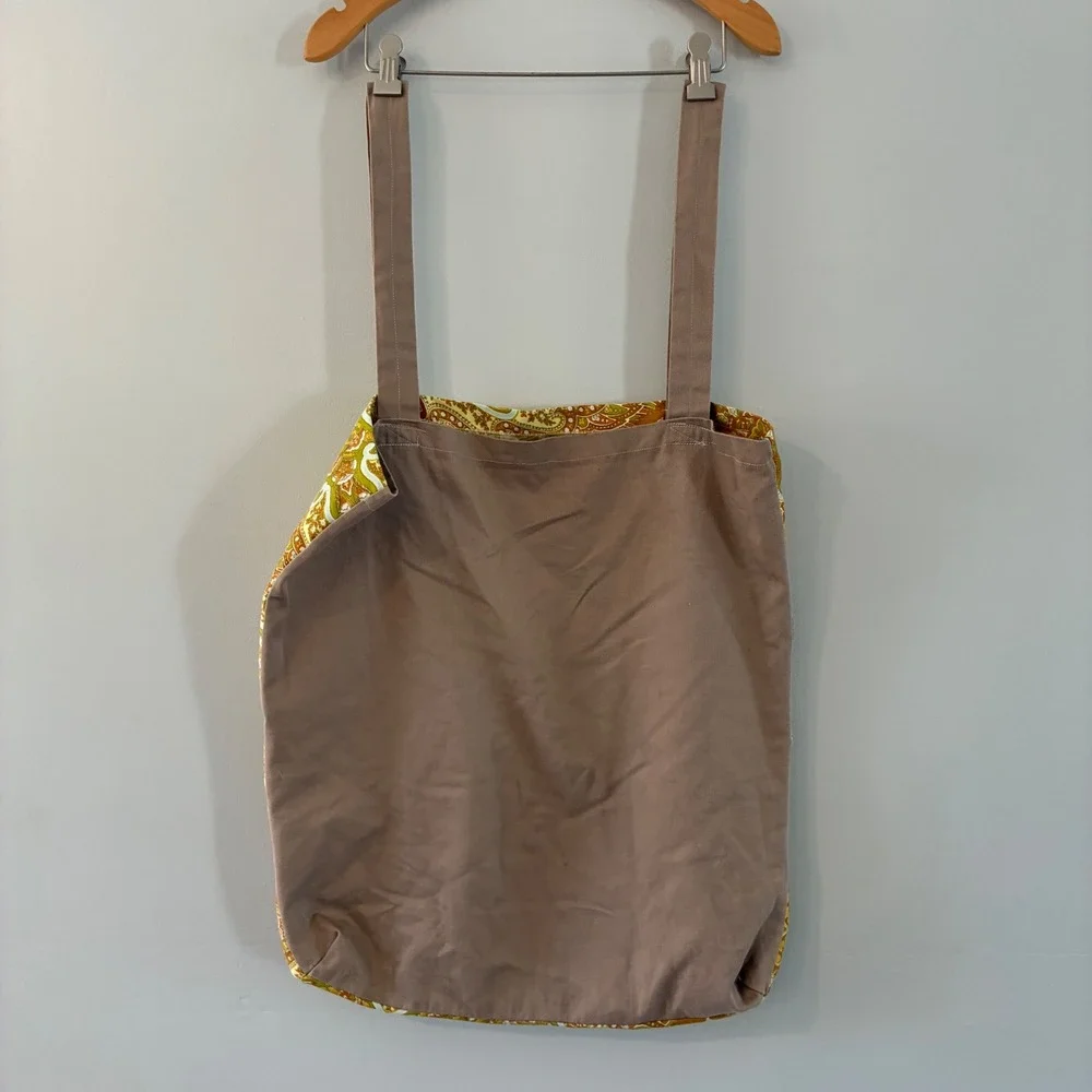 Handmade Tote Bag Retro Paisley Boho 70s Style Hippie Earthy Groovy Reusable Eco